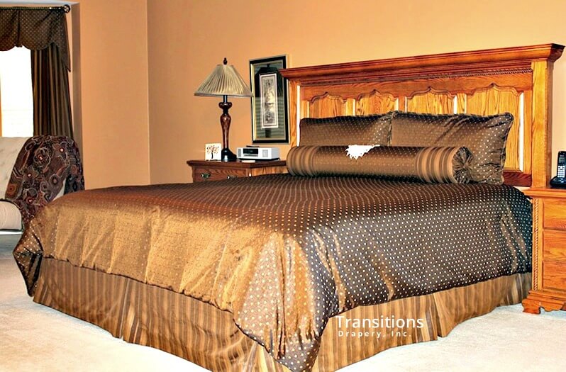 Bedding pillows drapes valance skirt