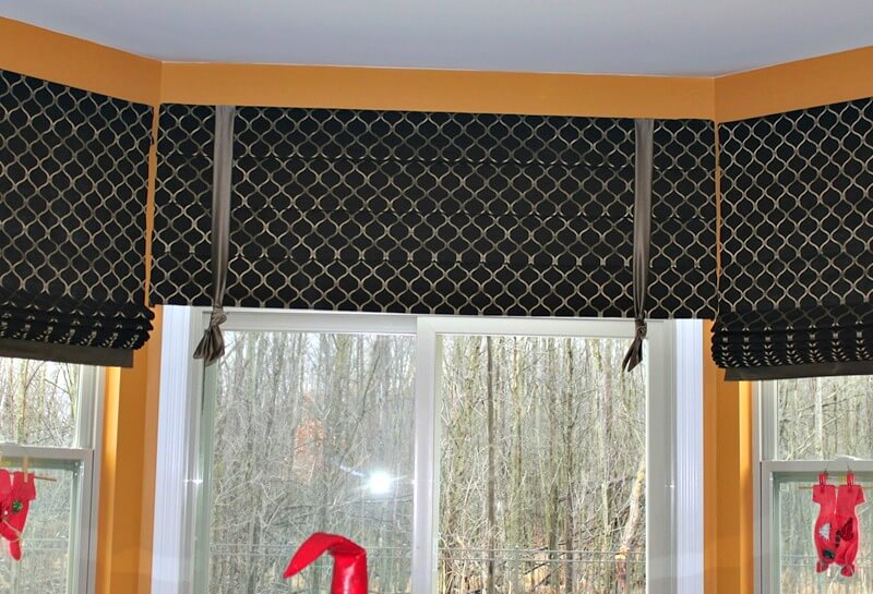 Roman Shades and Faux Roman Shade valance with ties