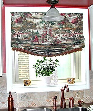 Roman shade over sink
