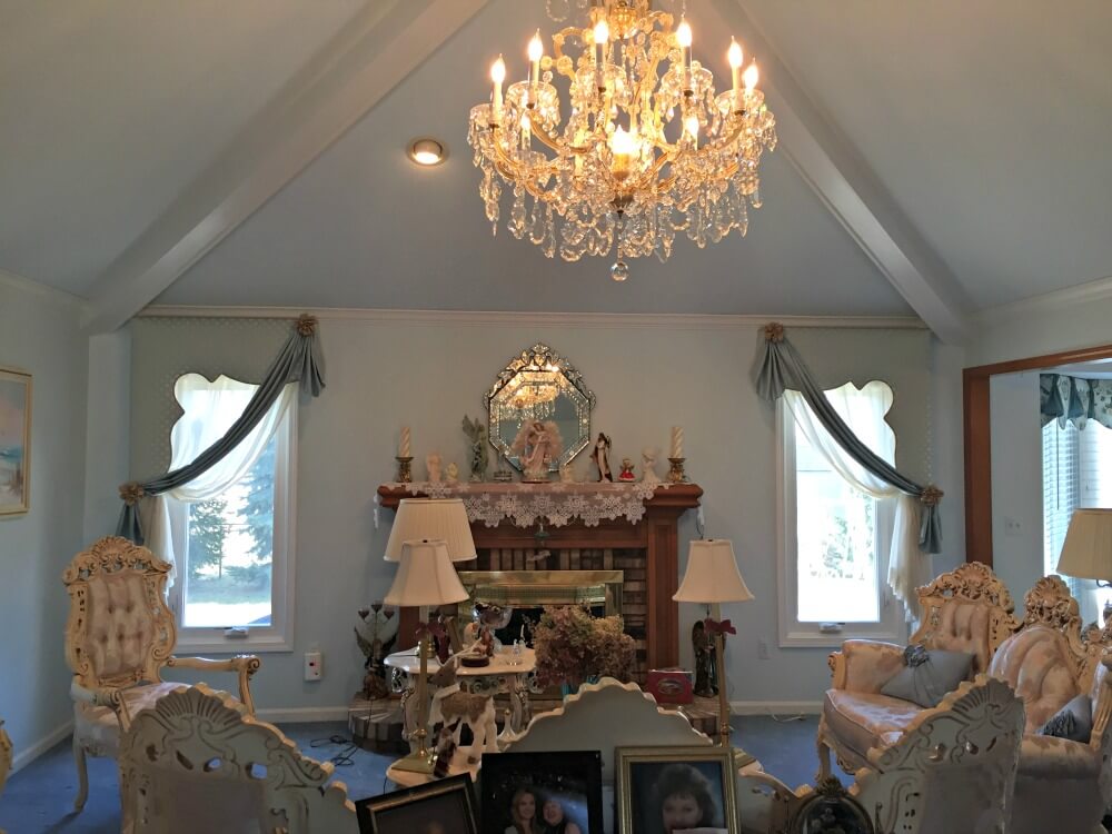 custom made side cornices with swags and curtains
