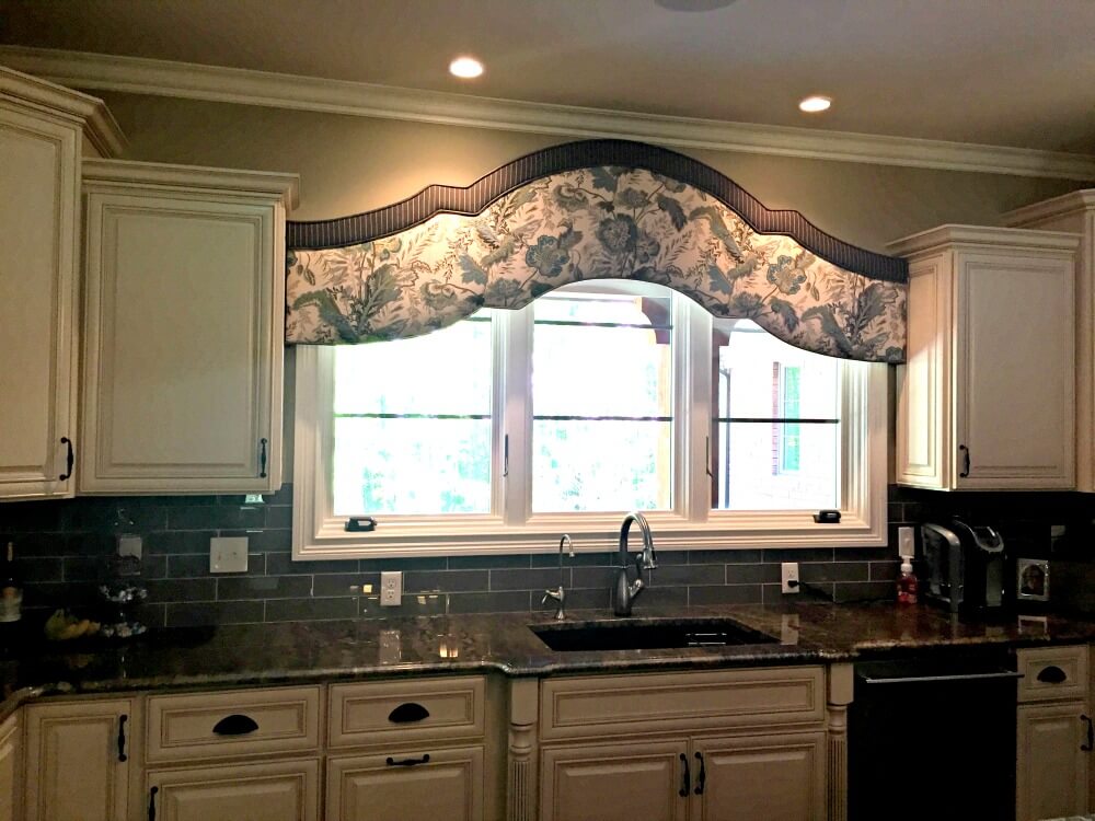 custom made cornice over kitchen window