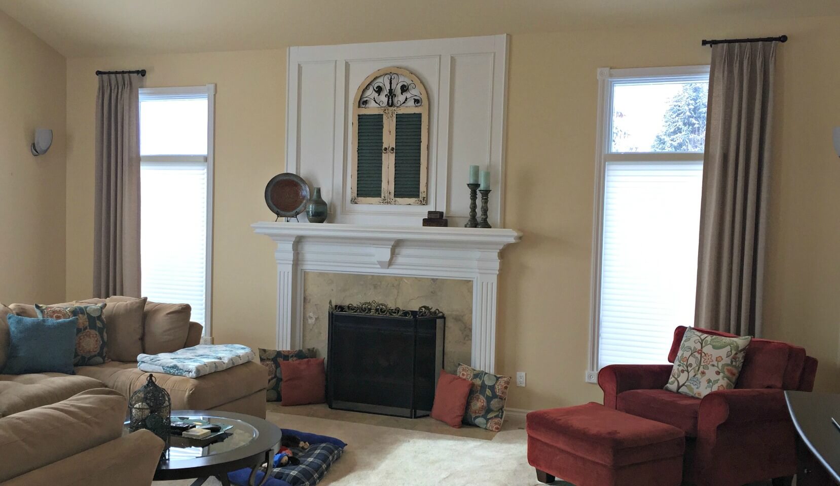 great room custom made draperies side panels