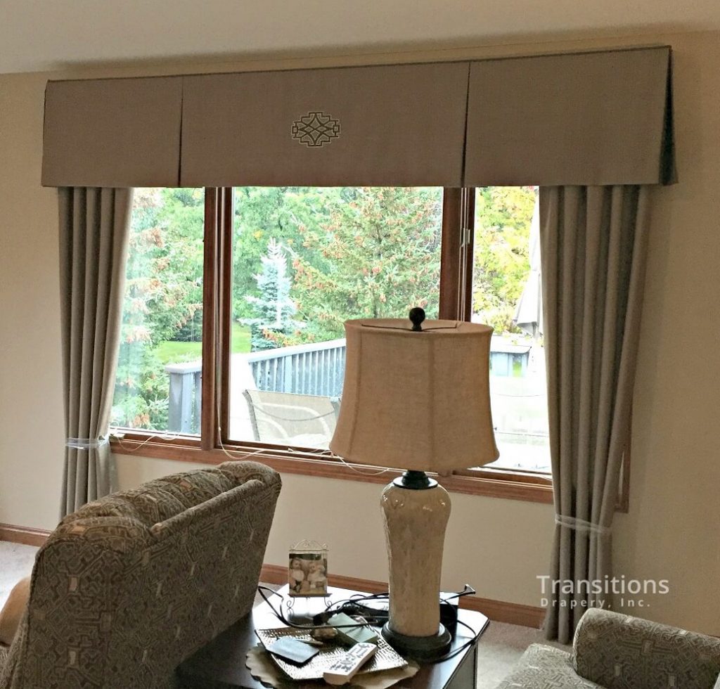 custom made valances for large window with matching valance