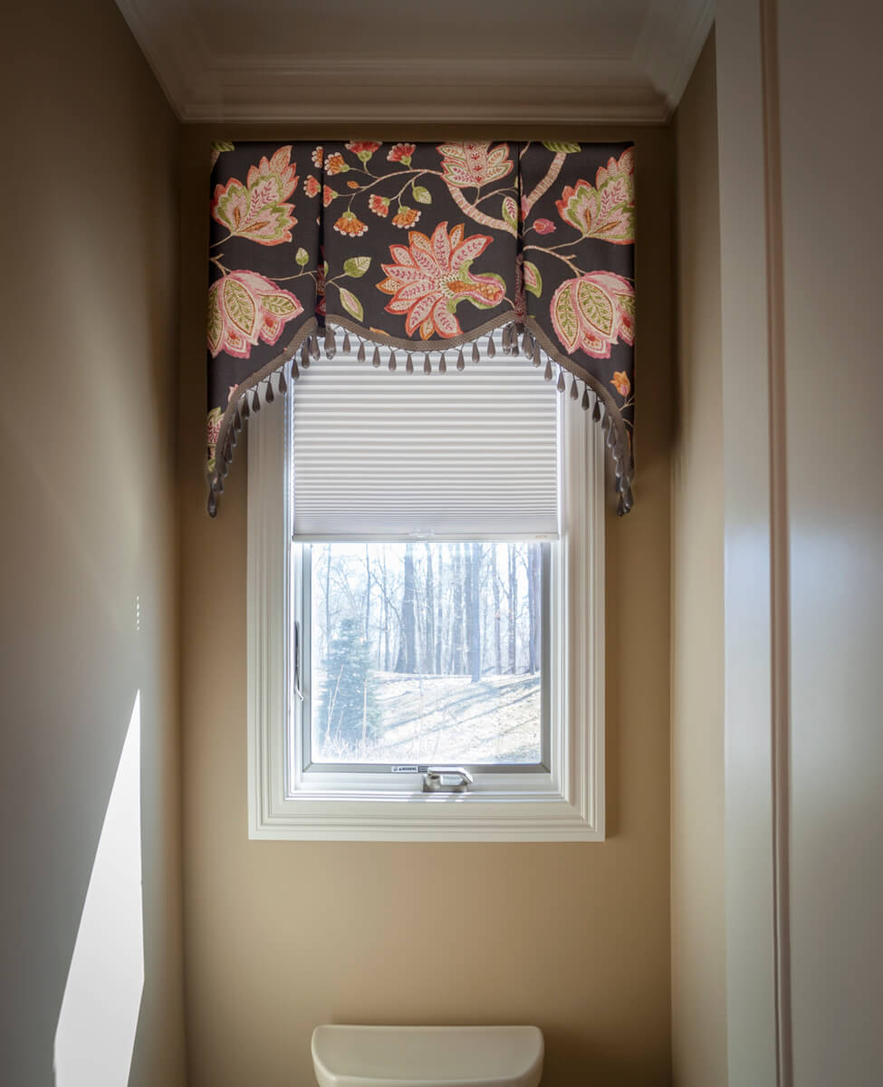bathroom window valance and blind