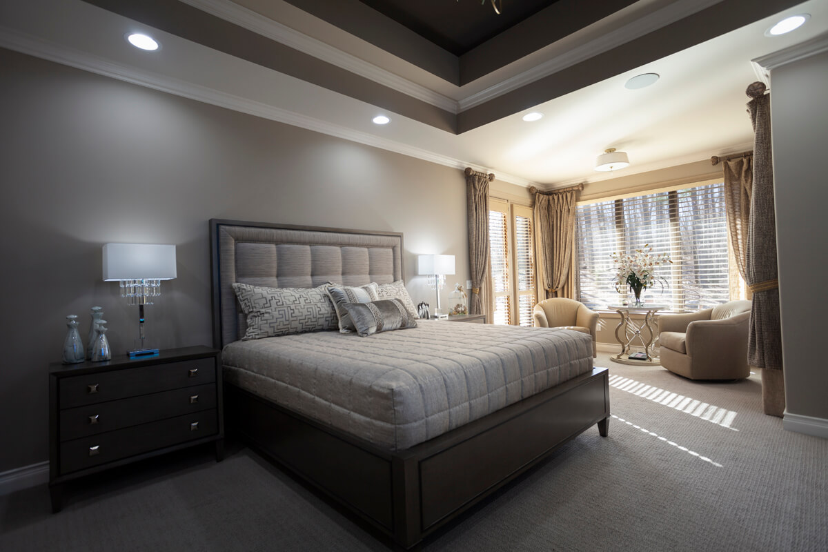 custom bedding and pillows matching drapery side panels